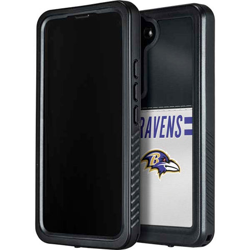 NFL Baltimore Ravens White Striped Galaxy S24 Plus Waterproof Case